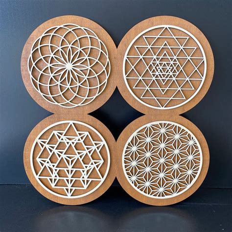 Sacred Geometry Plywood Wall Decoration Torus Sri Yantra Etsy Mandala