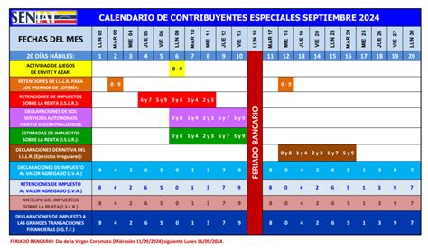 Seniat publicó el calendario 2024 de Contribuyentes Especiales ...