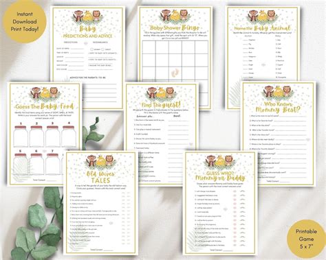 Safari Baby Shower Games, 8 Baby Shower Game Bundle, Printable Baby ...