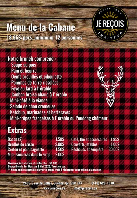 Menu De La Cabane Traiteur Deux Gourmandes