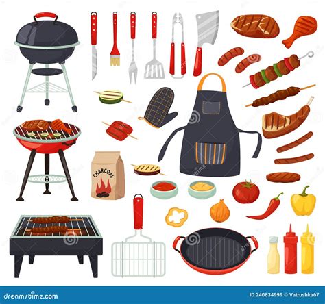 Cartoon Barbecue Equipment For Picnic Summer Grill Party Elements