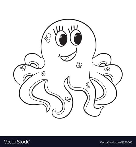 Cartoon octopus. Coloring book. Vector illustration. Download a Free ...