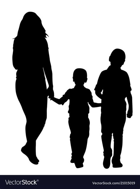 Mother With Children Silhouettes Royalty Free Vector Image