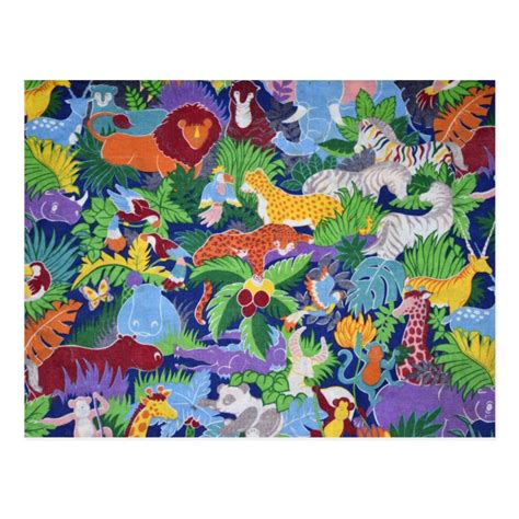 Colorful Jungle Animals Postcard | Zazzle