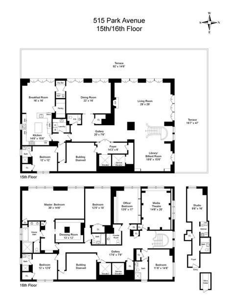 Park avenue, Floor plans, Apartment floor plans