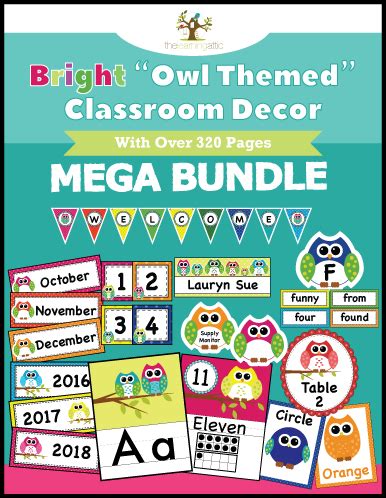 Bright Owl Themed Classroom Decor Mega Bundle Learning Attic