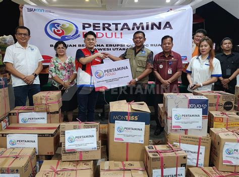 Pertamina Menyalurkan Bantuan Untuk Korban Terdampak Erupsi Gunung Ruang