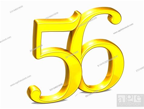 D Gold Number Fifty Six On White Background Stock Photo Picture And