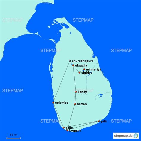 StepMap Sri Lanka Rundreise Landkarte für Asien