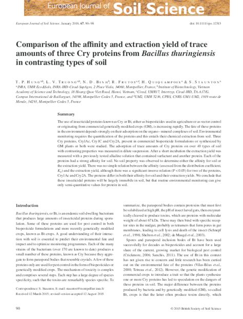 Pdf Comparison Of The Affinity And Extraction Yield Of Trace Amounts