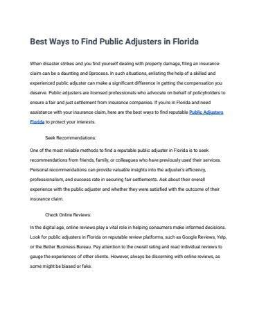 Best Ways To Find Public Adjusters In Florida Public Adjusters Flip