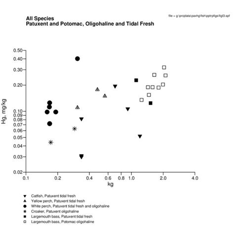 Relationships Between Ln Hg Concentration Mg Kg And Ln Weight Kg Download Scientific