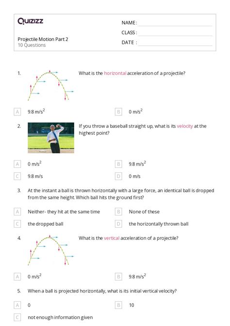 50 Projectile Motion Worksheets For 10th Grade On Quizizz Free