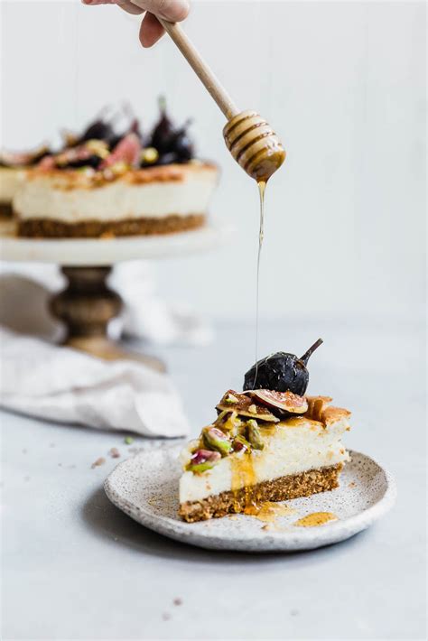 Classic Vanilla Bean Cheesecake With Fresh Figs Pistachios Honey