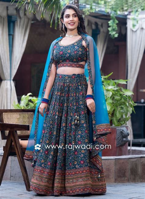 Blue Color Festive Chinon Silk Lehenga Choli