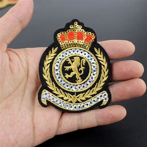 Pcs Sequins Clothes Patches Badge Hot Iron On Embroidered Crown Patch