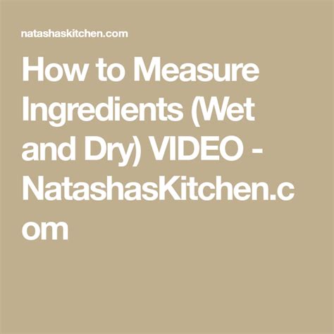 How To Measure Ingredients Wet And Dry Video Ingredients Wet And Dry Wet