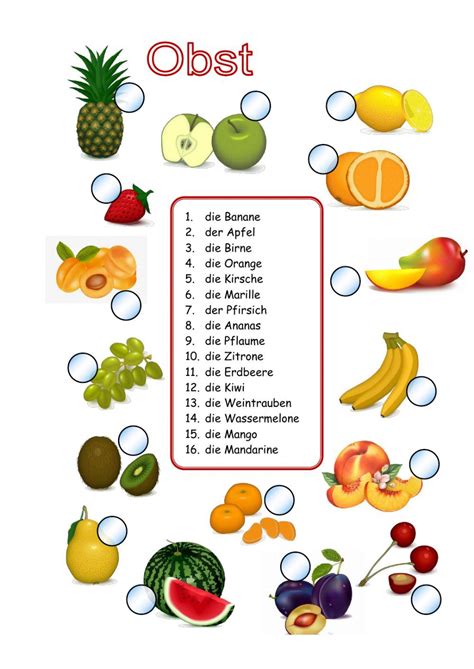 Obst Wortschatz Worksheet German Language Learning German Language