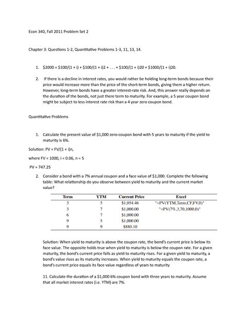 Econ 340 Problem Set 2 Econ 340 Fall 2011 Problem Set 2 Chapter 3