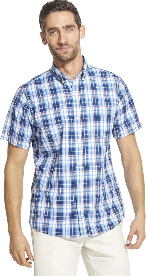 Izod Mens Breeze Short Sleeve Button Down Plaid Shirt At Amazon Mens