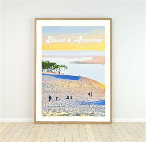 Affiche Bassin D Arcachon Travel Print Poster Arcachon Etsy Uk