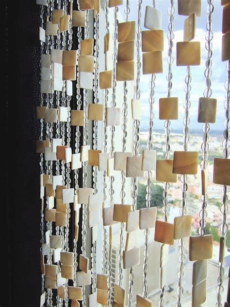 White Square Shell Glass Bead Curtain Memories Of A Butterfly