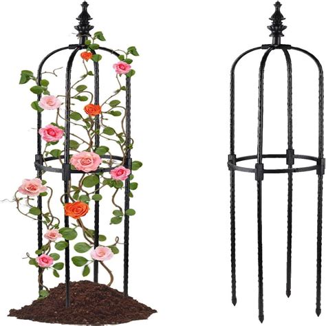 Garden Obelisk Trellis For Climbing Plants Rustproof Pe Coated Metal Plant Tower Support Potted