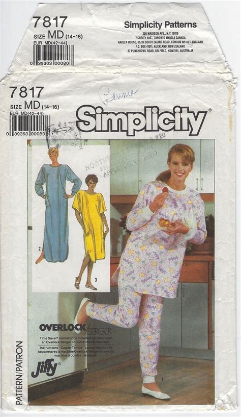 7817 Jiffy Easy To Sew Simplicity Misses Knit Nightgown In 2 Etsy