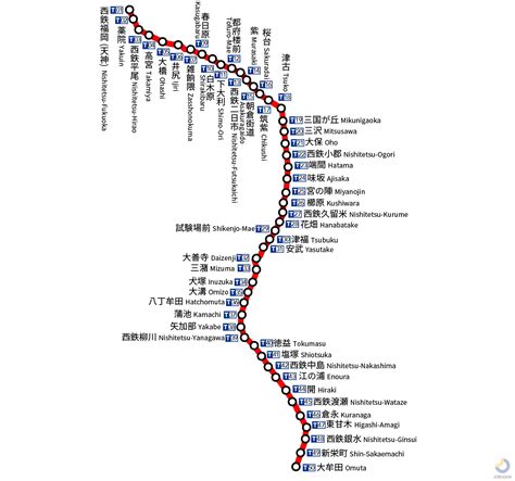 西鉄天神大牟田線の路線図・地図 ジョルダン