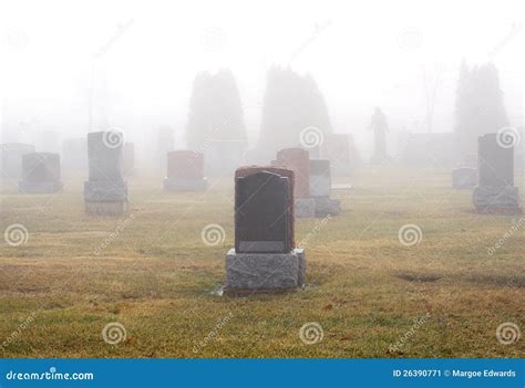 Foggy cemetery stock image. Image of tomb, horizontal - 26390771