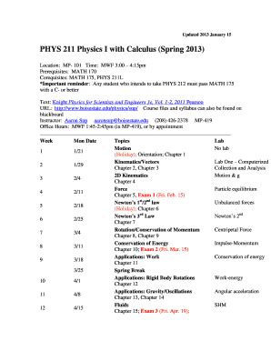 Fillable Online Physics Boisestate PHYS 212 Physics II With Calculus