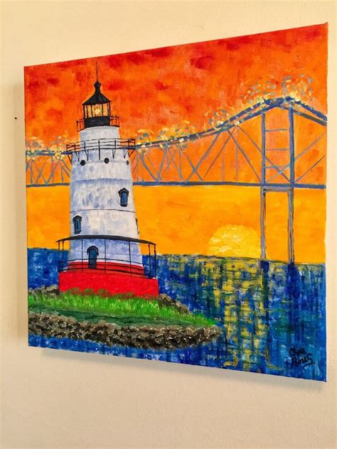 Van Gogh Lighthouse at Sunset. Original Oil Painting, Impressionist ...