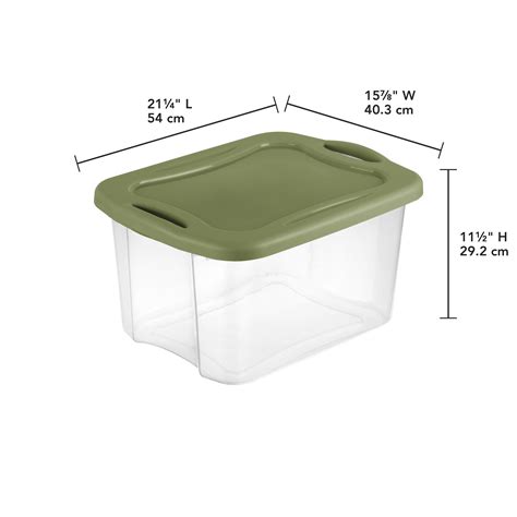 Sterilite 40 Qt Ez Carry Clear Plastic Storage Box With Sage Legume