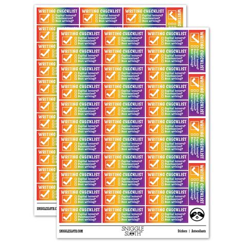 Writing Checklist Teacher Student School Sticker Set Rainbow Matte