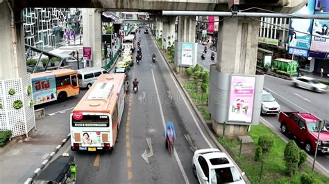 Rush Hours And Traffic Jams At Siam Square Sukhumvit Road Bangkok