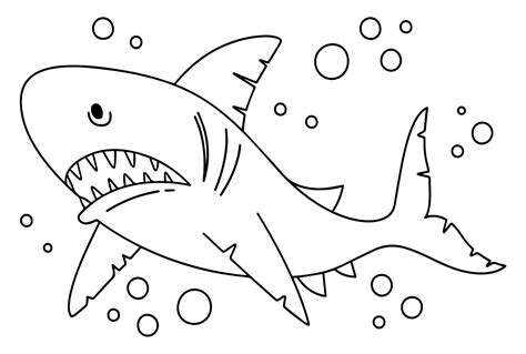 Great White Shark Ferocious Coloring Page Free Printable Coloring Pages