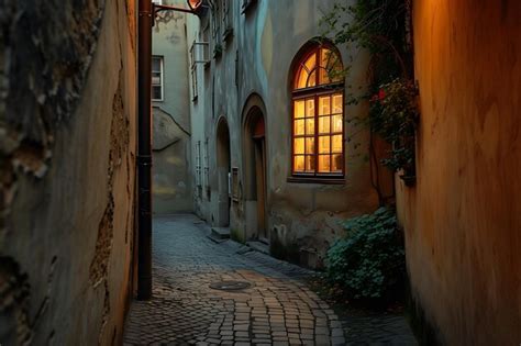 Premium Photo Narrow Cobblestone Street Adorned