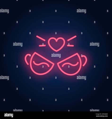 Two Cups Neon Sign Stock Vector Image And Art Alamy