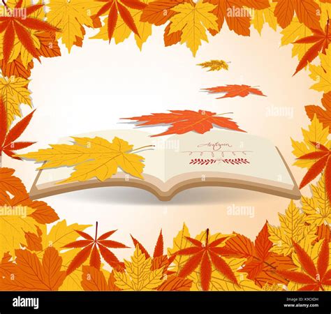 Autumn leaves background in the book Stock Vector Image & Art - Alamy