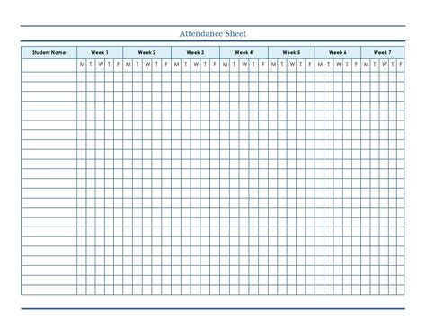 √ Teacher Attendance Sheet Template