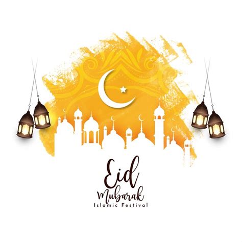 Free Vector Beautiful Eid Mubarak Festival Greeting Islamic