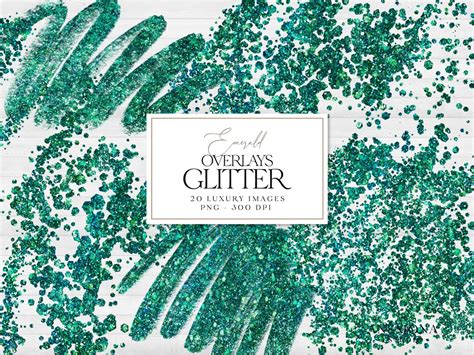 Emerald Green Glitter Confetti Clipart, Green Glitter Overlays, Emerald ...