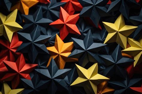 Premium Photo | Colored paper stars made in origami technique