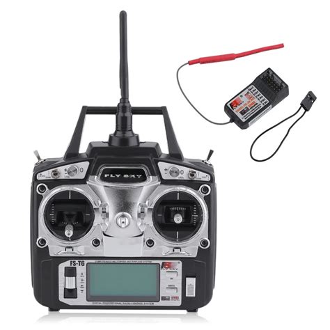 Flysky transmisor de pantalla LCD con receptor FS R6B para helicóptero