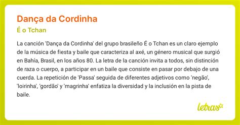 Letra De É O Tchan Dança Da Cordinha - Significado de la canción DANÇA DA CORDINHA (É o Tchan) - LETRAS.COM