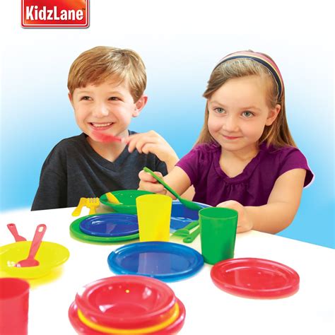 Kidzlane Kids Play Dishes 29 Piece Pretend Play Set With Drainer