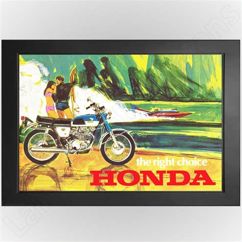 Honda Cb350 1968 Motorcycle Vintage Advertising Poster Etsy