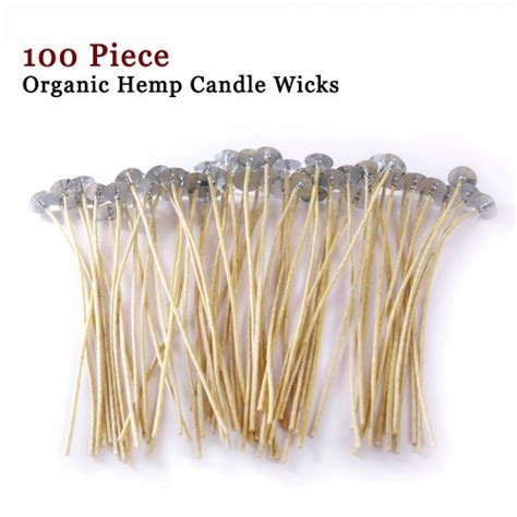 EricX Light Organic Hemp Candle Wicks 100 Piece Low Smoke 8 Pre Waxed