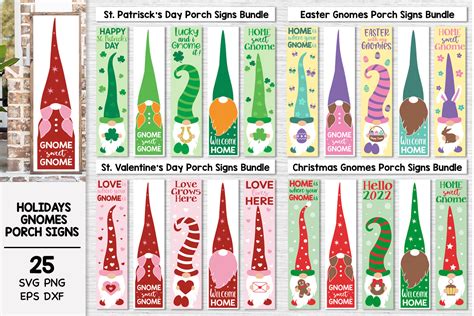 Holidays Gnomes Porch Signs Bundle Svg Graphic By All About Svg