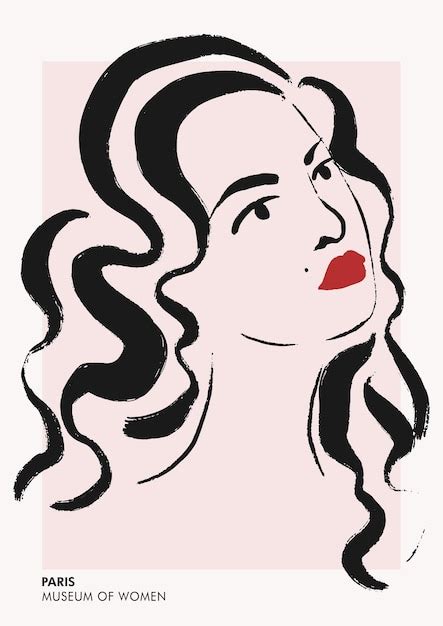 Premium Vector Line Art Vector Portraits Vintage Women Painting Ink